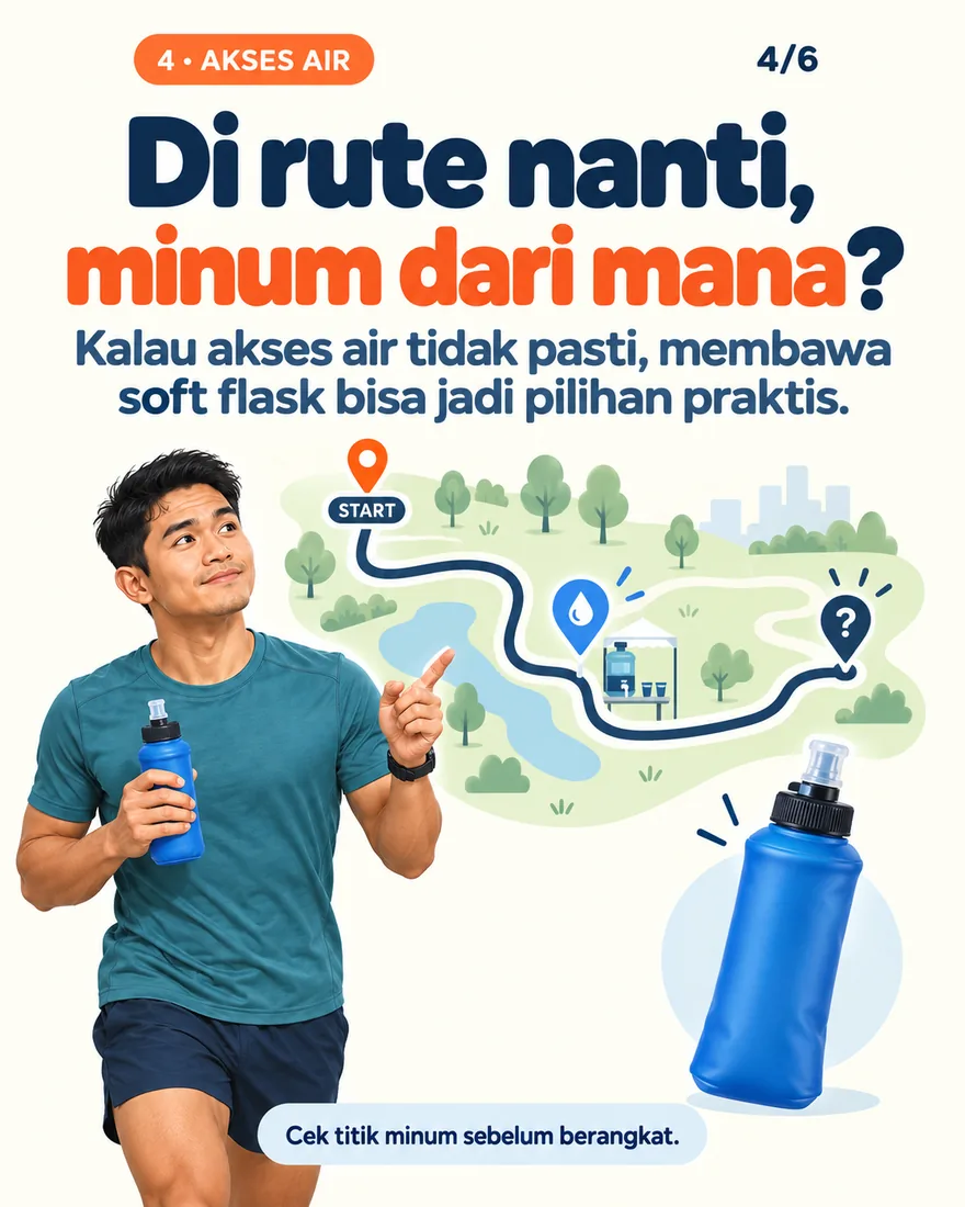 Peta rute dengan titik minum dan soft flask