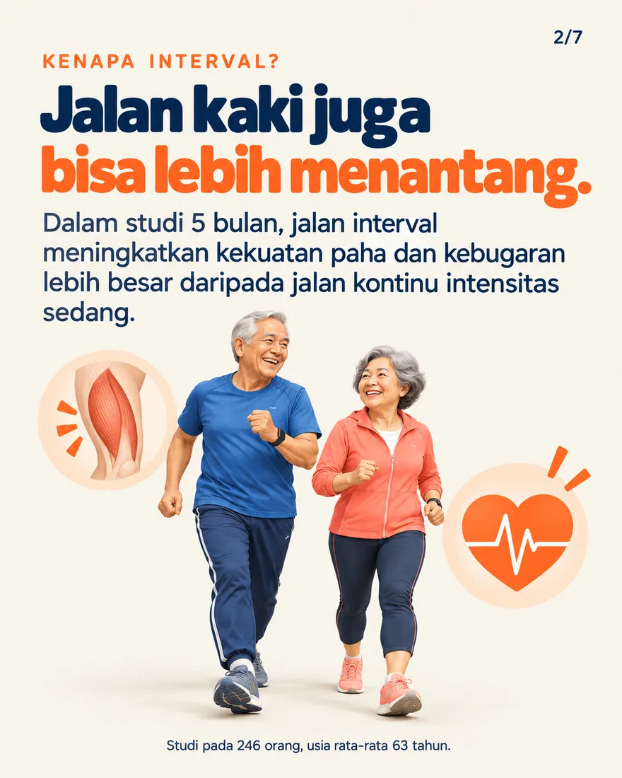 Pasangan usia 60-an jalan cepat bersama