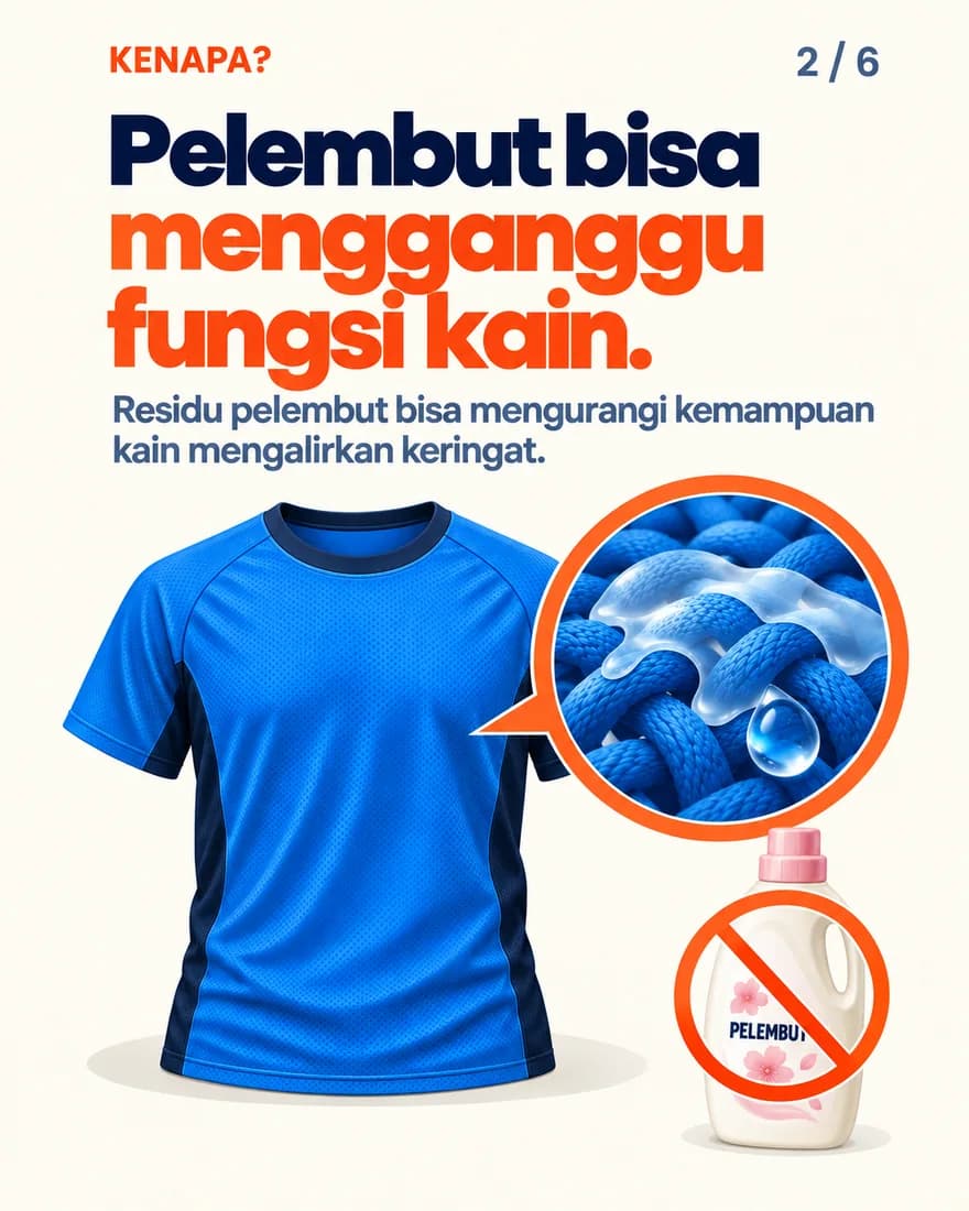 Residu pelembut menutupi serat kain jersey