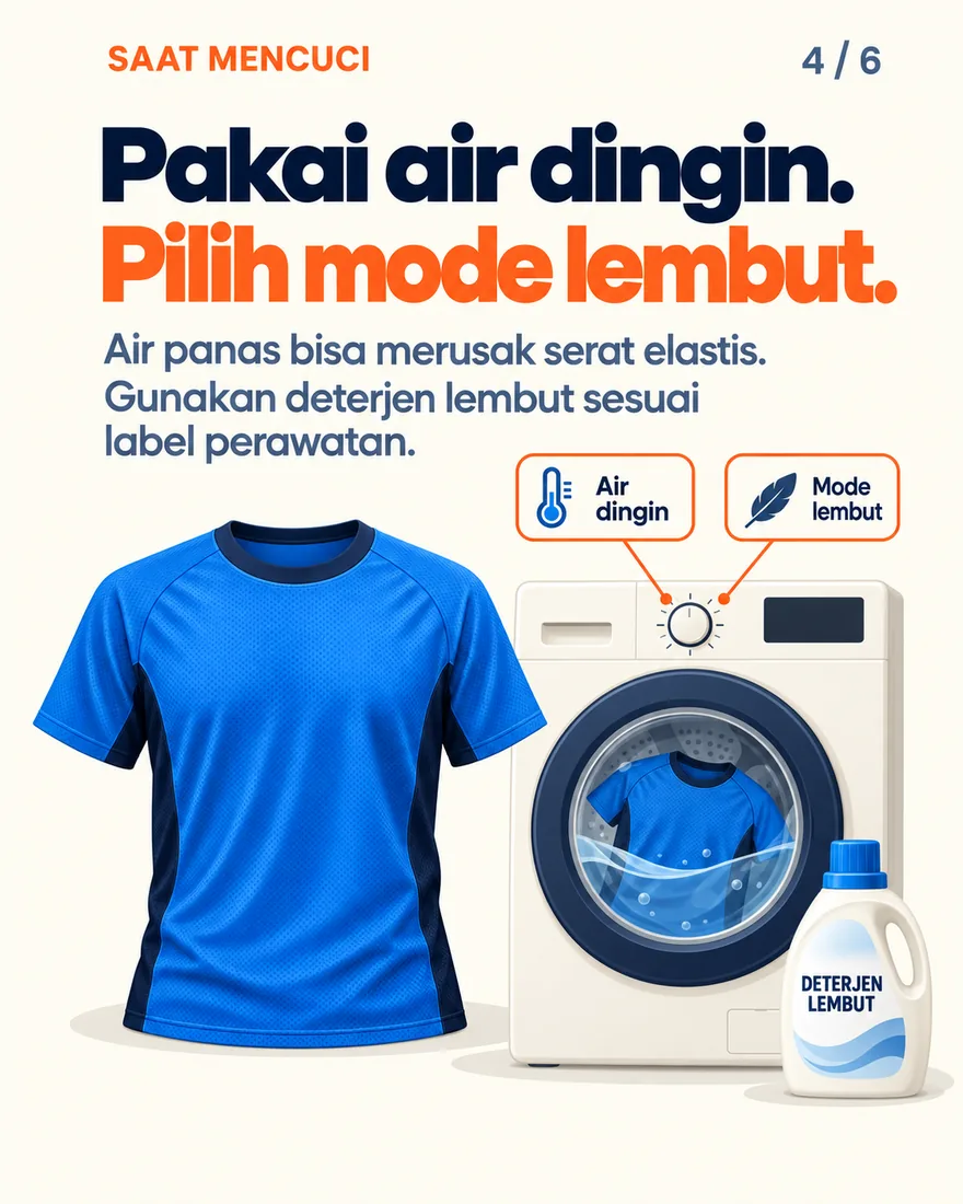 Mesin cuci dengan pengaturan air dingin dan mode lembut