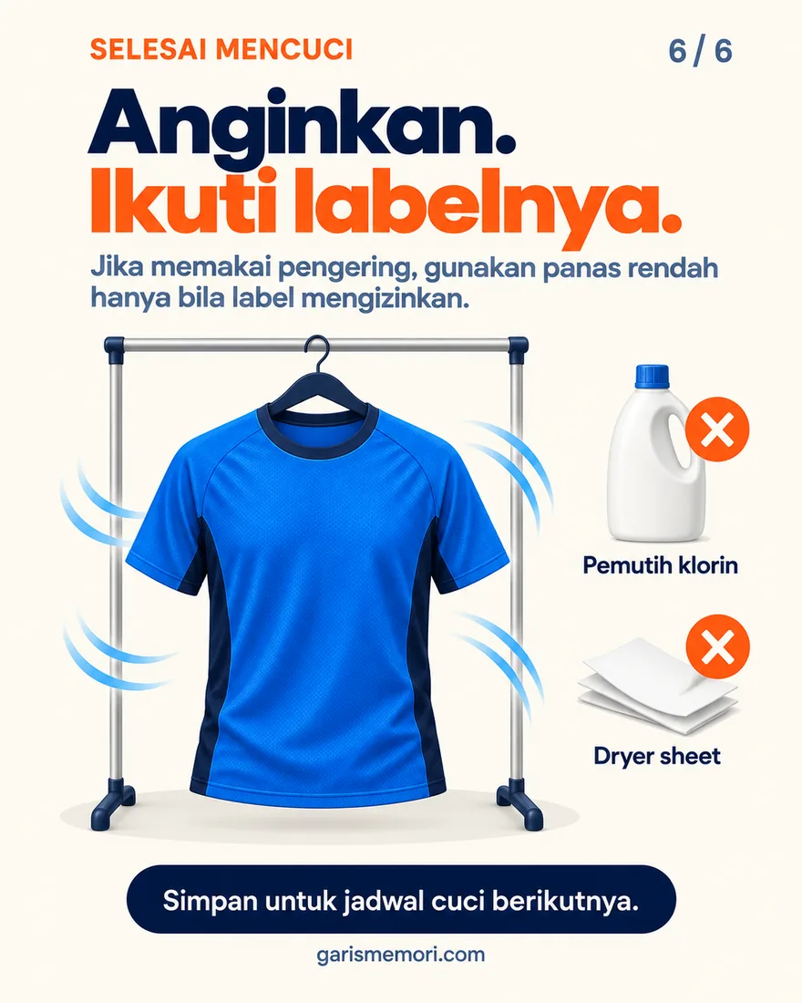 Jersey diangin-anginkan di gantungan