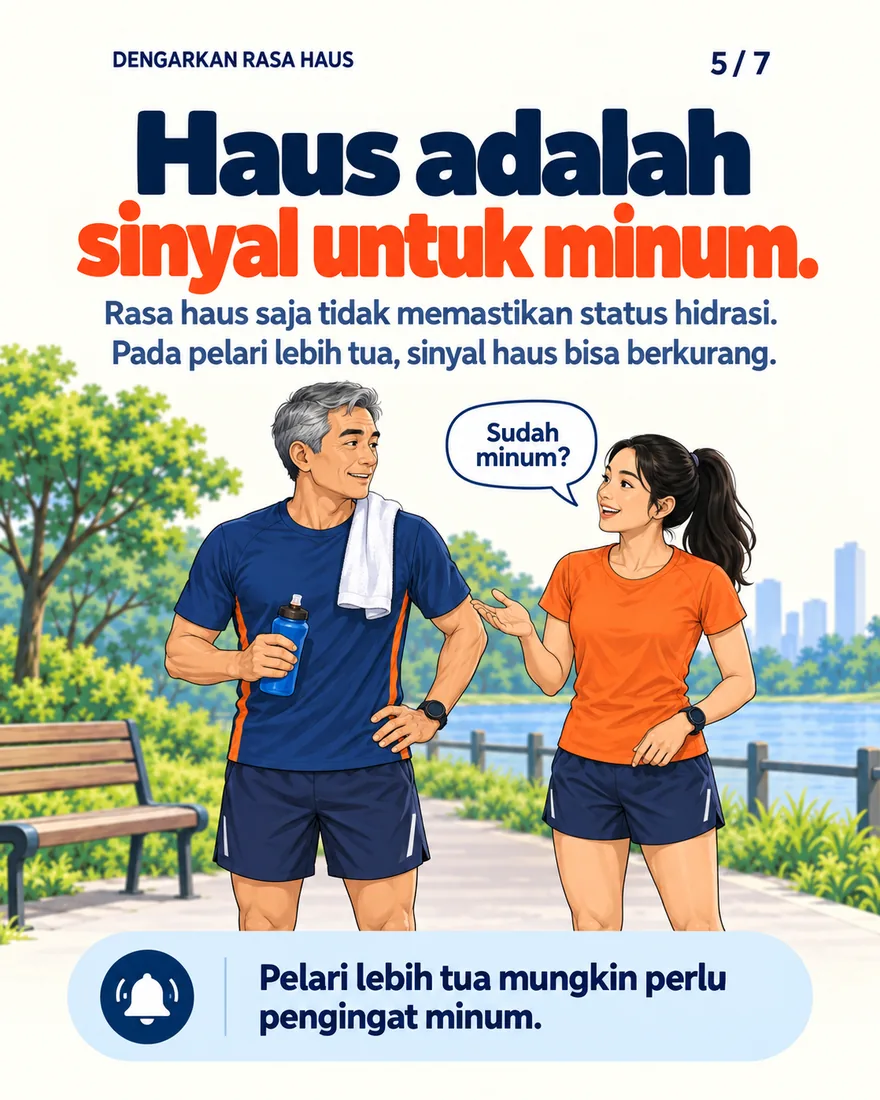 Pelari muda mengingatkan pelari lebih tua untuk minum