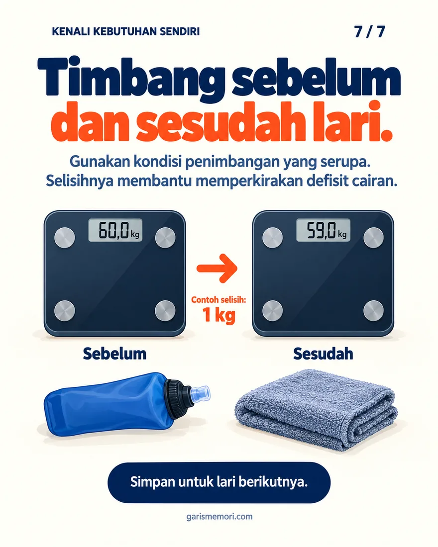 Timbangan 60 kg sebelum dan 59 kg sesudah lari