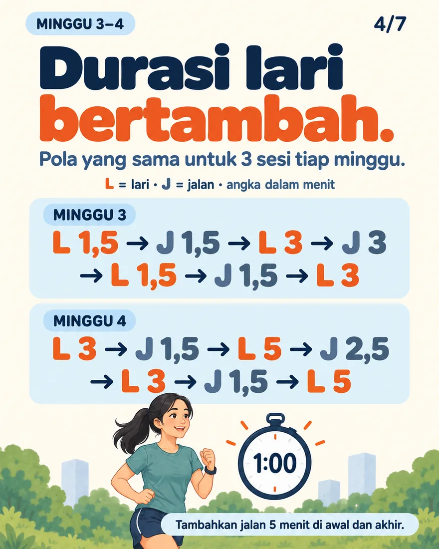Jadwal lari-jalan minggu 3 dan minggu 4