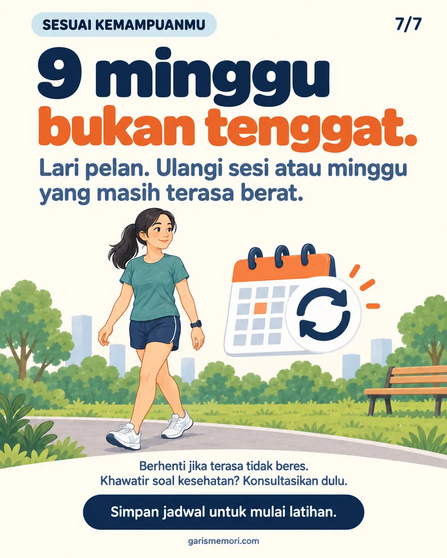 Pelari berjalan santai dengan ikon kalender ulangi