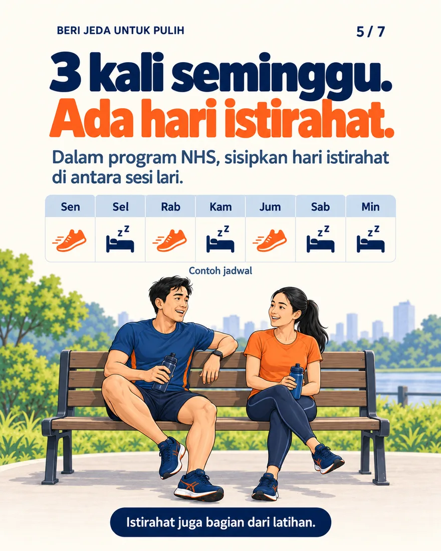 Contoh jadwal lari Senin, Rabu, Jumat dengan hari istirahat