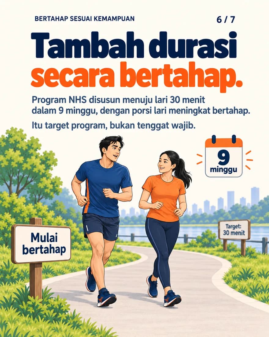 Pelari melewati papan mulai bertahap menuju target 30 menit