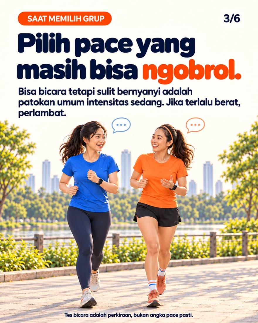 Dua pelari lari santai sambil ngobrol