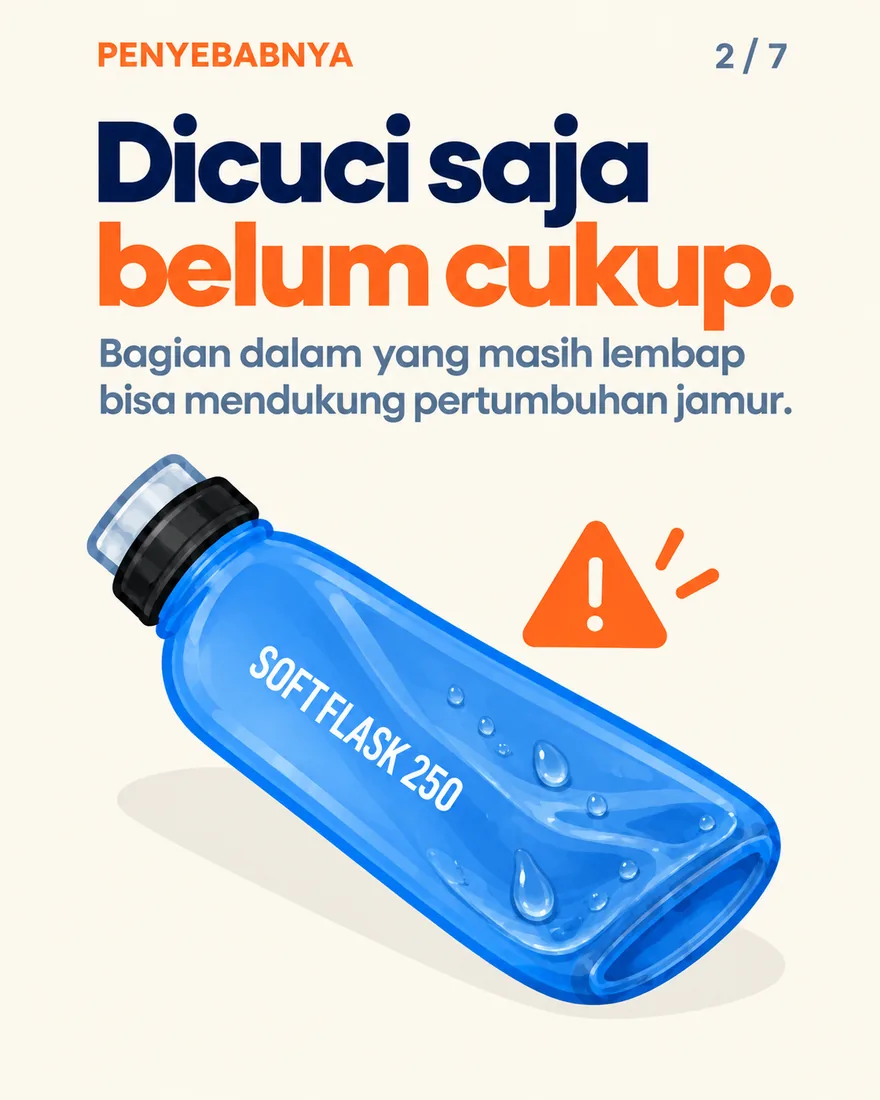Soft flask lembap di bagian dalam jadi tempat jamur tumbuh