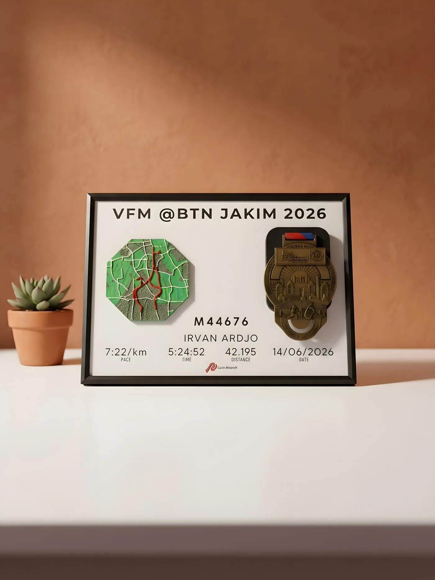 Karya Garis Memori — rute Buthak Trail Run dicetak 3D & dibingkai