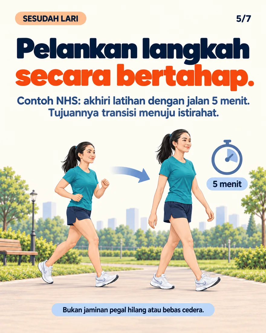 Pelari melambat dari joging menjadi jalan selama 5 menit