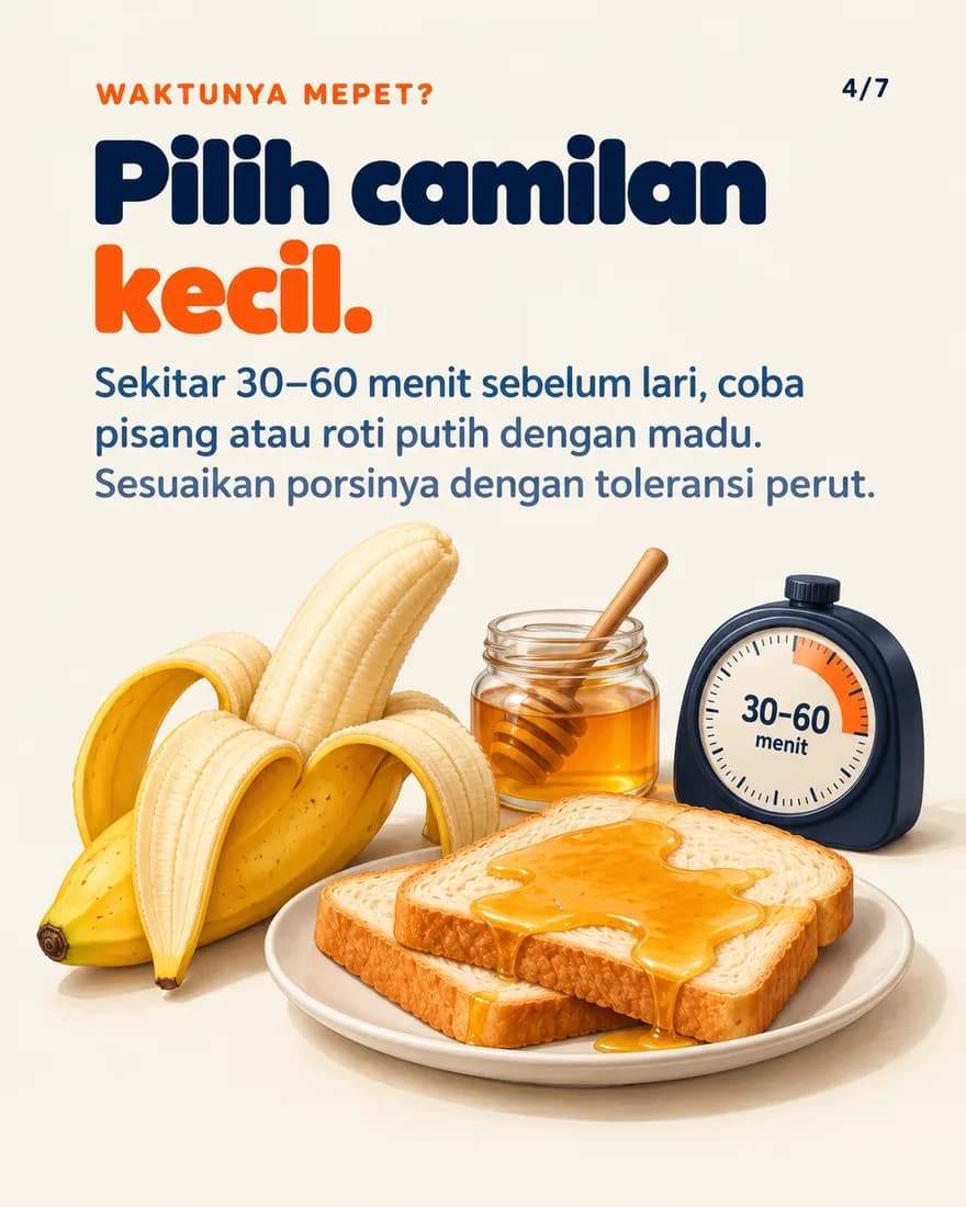 Pisang, roti putih dengan madu, dan timer 30-60 menit
