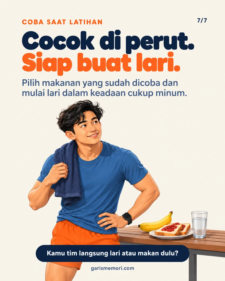 Pelari siap lari setelah sarapan ringan
