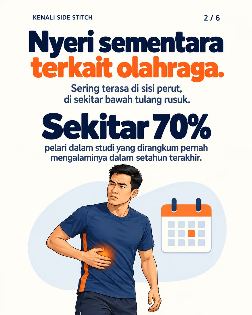 Pelari memegang sisi perut di bawah tulang rusuk