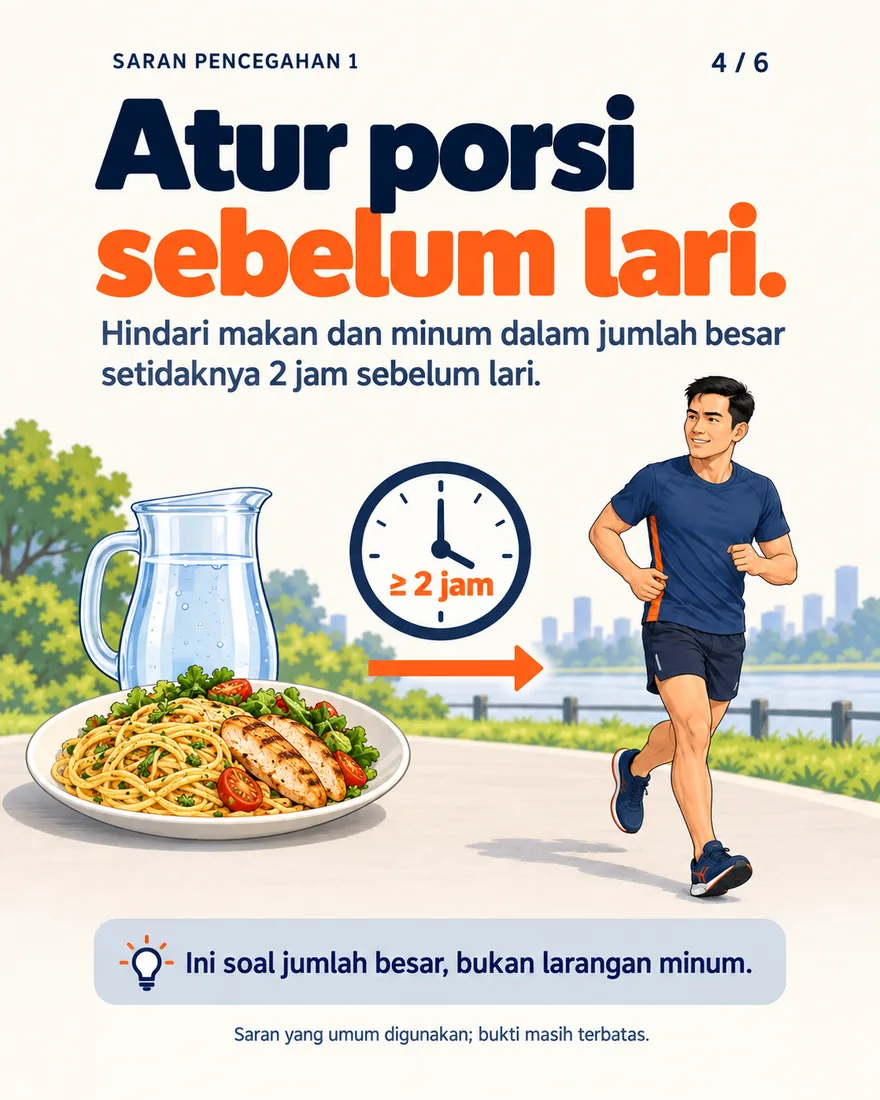 Jam menunjukkan minimal 2 jam antara makan besar dan lari