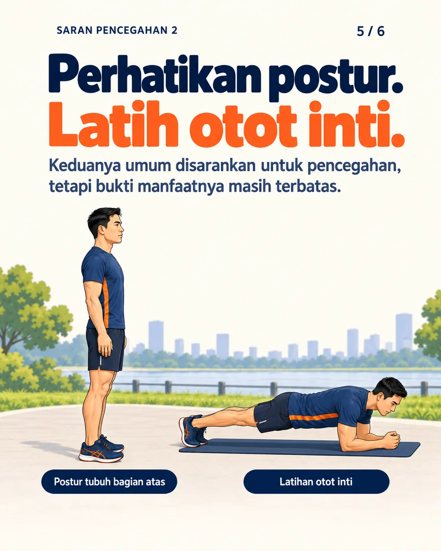 Postur tegak dan latihan plank untuk otot inti